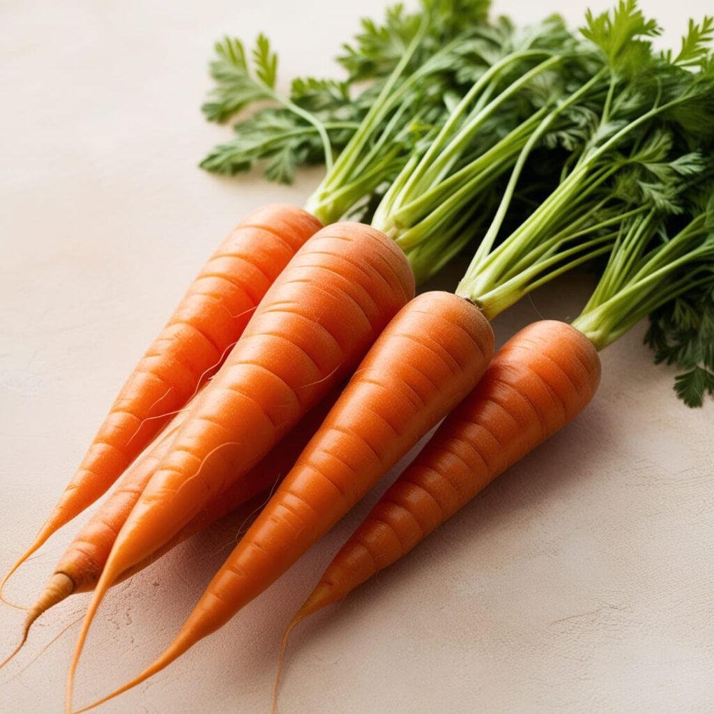 Whole and sliced carrots, focusing on their fiber-rich texture and vibrant orange color.