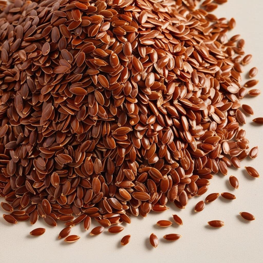 Ground flaxseeds in a bowl, emphasizing their soluble fiber and omega-3 content for heart health.